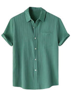 TAGDO Mens Solid Shirt with Chest Pocket Short Sleeve Shirt for Summer Outdoor Activities (Sugar-Shirt-5182-Green-XXL)