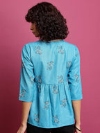 Ketch WomenS Paisley Regular Fit Tunic Shirt (Khtp000291_Blue