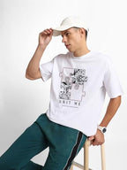 Nobero MenS Solid Oversized Fit T-Shirt (1M-Twrt-C0726_White