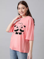 KOTTY Womens Cotton Blend Printed Oversized T-Shirts