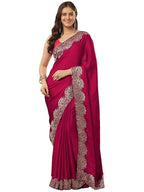 Libas Embroidered Pure Chiffon Saree For Women (94516P)