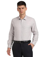 Turtle Men 100% Cotton Regular Grey Solid Full Sleeve Formal Shirt