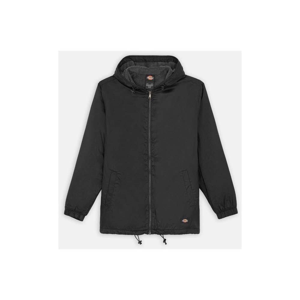 Mens Fleece-Lined Hooded Nylon Jacket - BLAcK - M(D0102H7ZXHX)