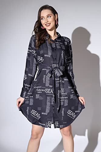 OM SAI LATEST CREATION Western Dresses for Women || Rayon Paper Printed Dress for Women || Dress with Belt, Cuff Full Sleeve & S