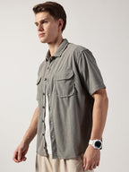 Thomas Scott MenS Regular Fit Half Sleeve Corduroy Casual Shirt
