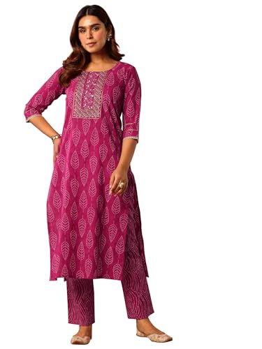 Libas WomenS Cotton Blend Kurta Sets (400827_Pink