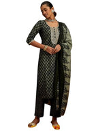 Libas WomenS Silk Blend Kurta Sets (34628_Green