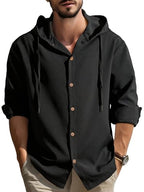 Noble Monk MenS Solid Regular Fit Shirt | Full Sleeves Hooded Shirt For Men