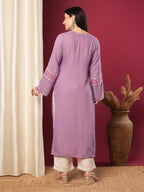 ANNI DESIGNER Womens Rayon Viscose Straight Solid Pakistani Kurta (Sejalani Purple-VKS01_XL_Cream_X-Large)