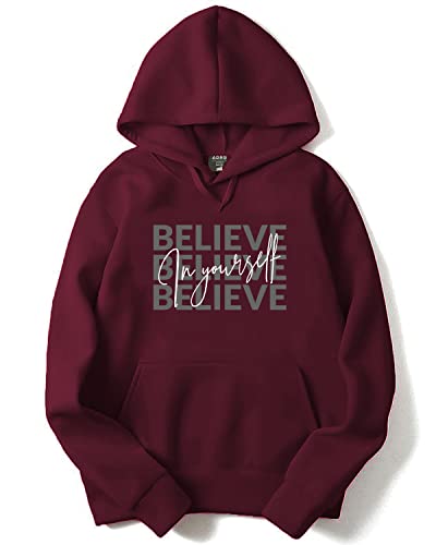 ADRO Men's Cotton Neck Hooded Sweatshirt (H22-M-INV-MR_Maroon_M)