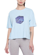 Clovia Womens Graphic Print Active T-Shirt (AT0193P03_Blue_XL)
