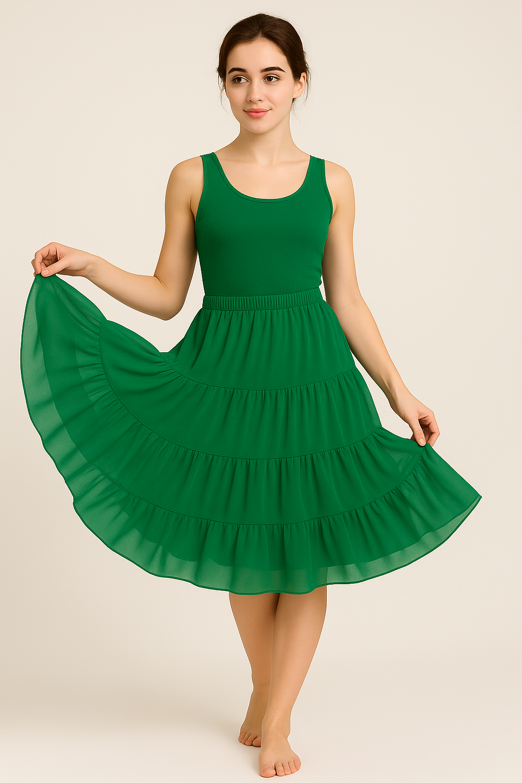 Malco Modes Tea-Length Green Petticoat Skirt â?? Vintage 50s Crinoline Underskirt for Dresses, Weddings & Halloween Costumes