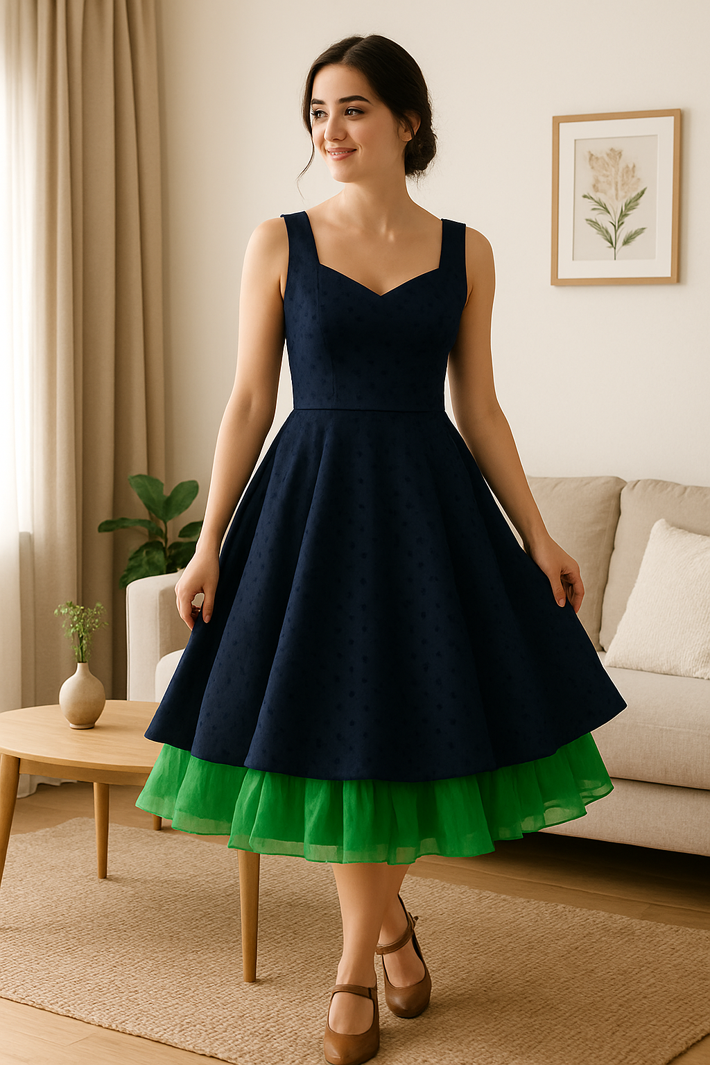 Malco Modes Tea-Length Green Petticoat Skirt â?? Vintage 50s Crinoline Underskirt for Dresses, Weddings & Halloween Costumes