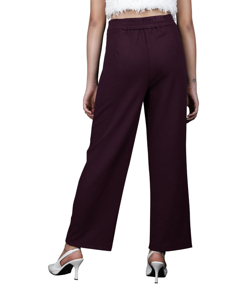 Noble Monk Women Regular Fit Casual Pant | High Waist Trouser | Wide Leg Baggy Korean Pants Trousers For Women Black