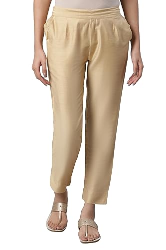 Aurelia Gold Solid Trousers (Size: 2XL)-24CR1A60127-702220