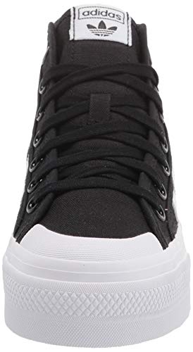 adidas Originals Women's Nizza Platform Mid Sneaker, Black/White/White,6.5 M US
