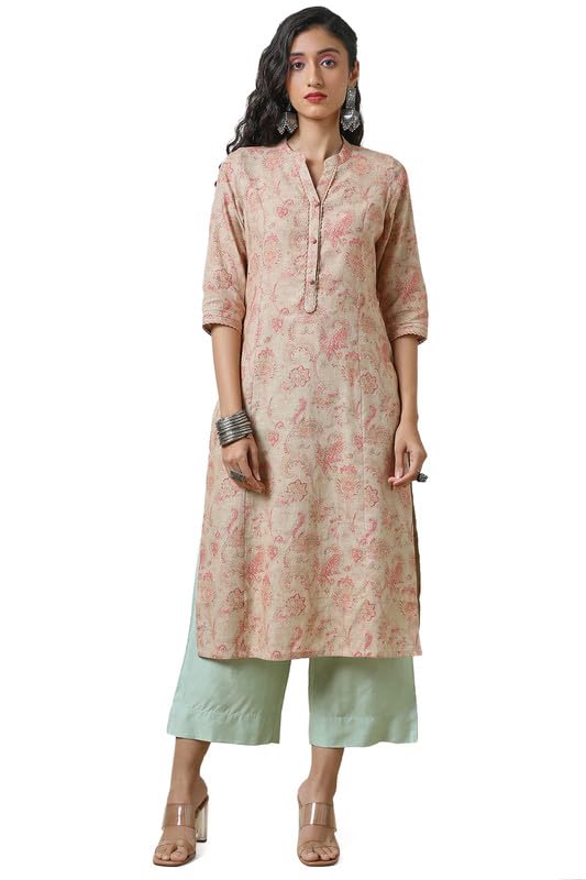 Soch Women Linen Princess Cut Ethnic Motifs Print Kurta