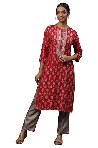 Aurelia WomenS Abstract Printed Straight Kurta | Lightweight Band Collar Kurta For Women | Abstract Printed Kurta For Women | Be