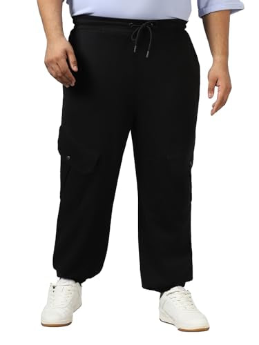 Bewakoof Air 1.0 MenS Solid Super Loose Fit Plus Size Joggers_580390_Black_6Xl