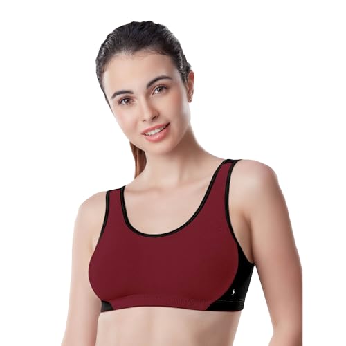 Dixcy Scott Slimz WomenS Sports Bra Cool Bliss Cotton Wide Shoulder Straps| NonWired Non Padde Seamless Bra For Superior Comfo