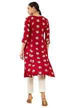 Red Rayon Screen Printing A-Line Fit Kurta