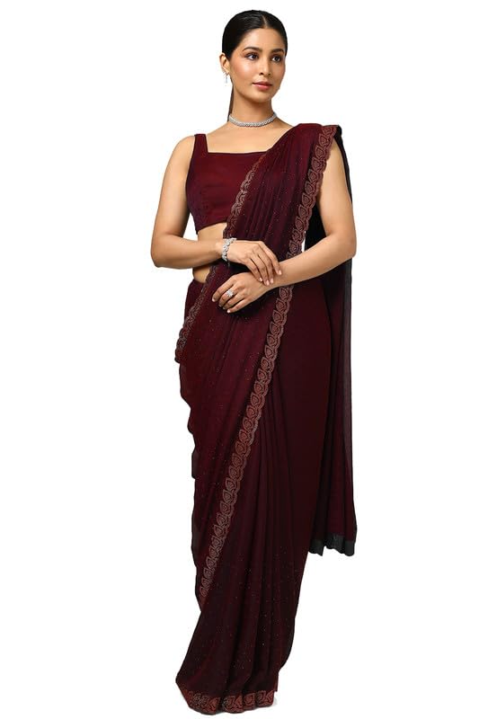 Soch Women Chiffon Floral Print Saree with Work