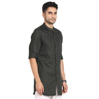 Turtle Men 100% Cotton Dark Green Jacqard Print Slim Fit Ceremonial Kurta