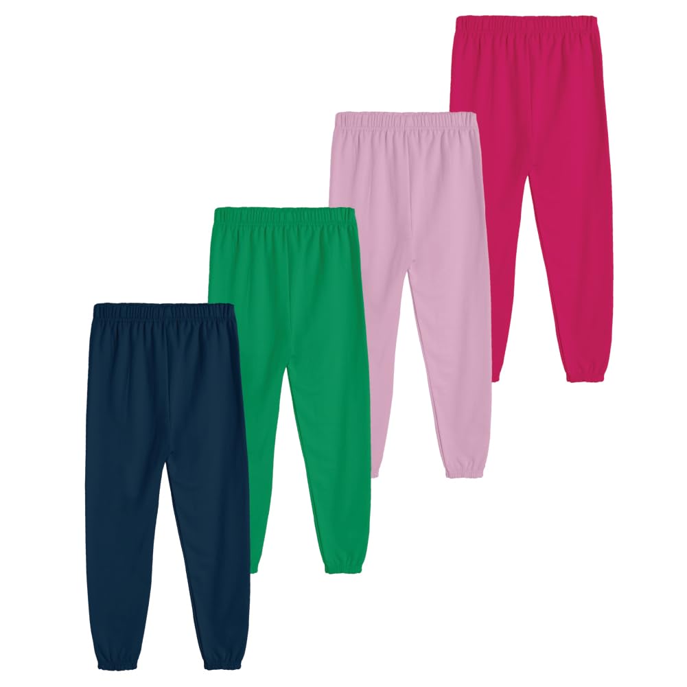 Kyda Kids 100% Pure Cotton Printed Regular Fit Track Pants For Girls (Pack Of 4)