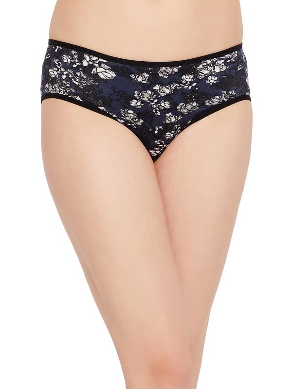 Clovia WomenS Mid Waist Floral Print Hipster Panty (Pn3528B13_Black_S)