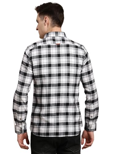 Turtle Men 100% Cotton Black & White Check Slim Fit Casual Shirt