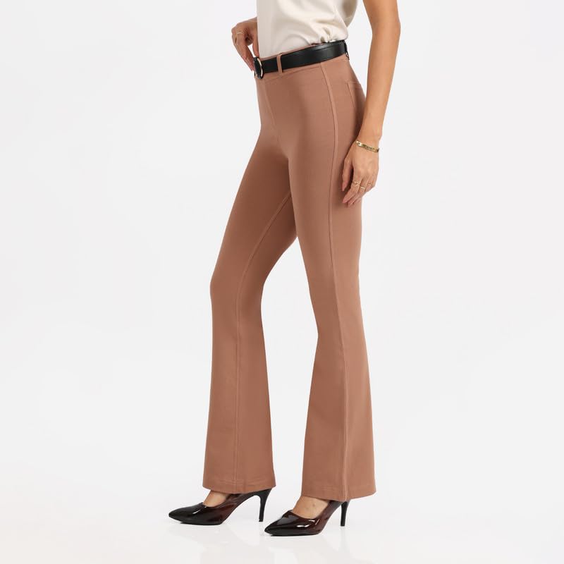 BlissClub AM:PM Air Flare Trousers Cotton for Women Upto 54 ft | Bootcut Trousers and Formal Pants for Women Office wear | Tail