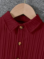 AVANOVA Boys Maroon 2-Piece Outfit Set  Short Sleeve Button Front Shirt with Matching Shorts, Summer Casual Clothing for Kids, L