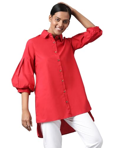 Fabindia WomenS Relaxed Tunic Shirt (200015701_Red