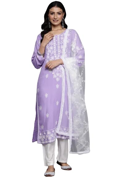 Varanga Women'S Rayon Solid Regular Kurta Lavender  Comfortable & Stylish, Casual Wear For Everyday Use (Medium)