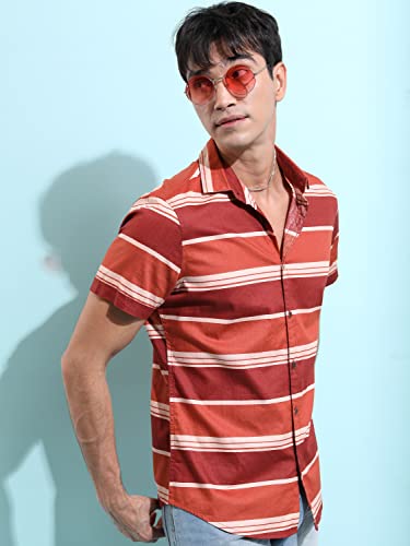 Ketch MenS Slim Fit Shirt (Khsh001307_Rust