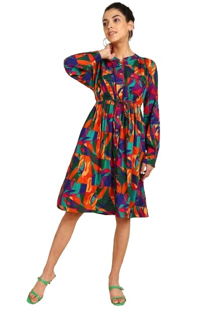 Zelena Maternity Zipless Feeding Dress For Women | 100% Viscose Rayon Pregnancy & Postpartum Tropical Leaf Printed Dress | Nursi