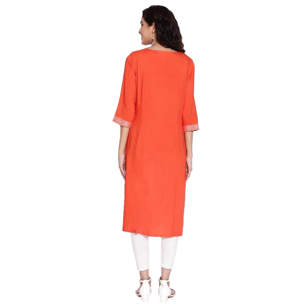 Aurelia Women Round Neck Cotton Knee Length Regular Kurta