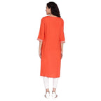 Aurelia Women Round Neck Cotton Knee Length Regular Kurta