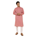 Fabindia MenS Cotton Embroidered Slim Fit Kurta (1028144Red_Pink