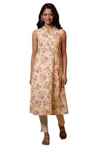 Aurelia WomenS Floral Printed A-Line Cotton Flax Kurta | Mandarin Collar Kurta For Women | Floral Printed Kurta For Women | Soft