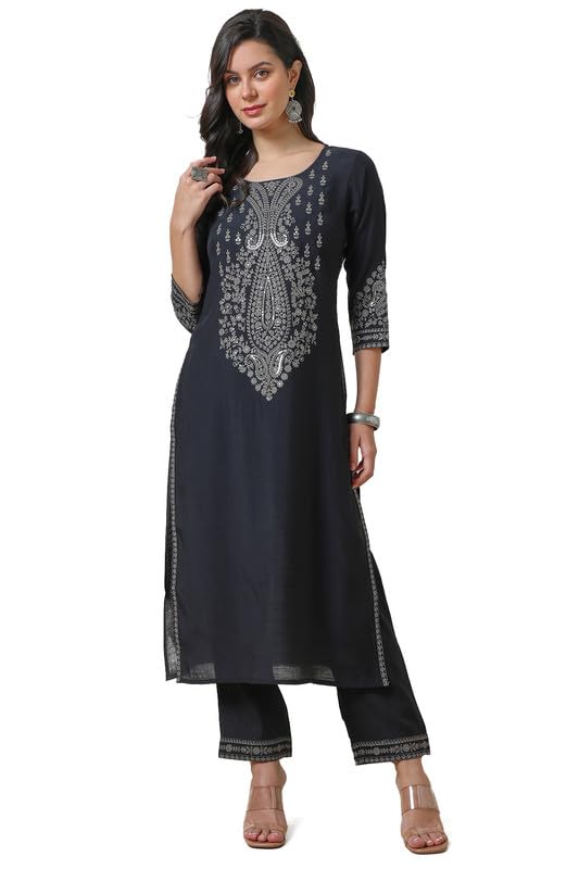 Soch Women Viscose Blend Embroidered Straight Kurta Set