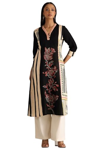 Soch Women Linen Blend Floral Regular Kurta (
