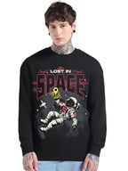 Bewakoof MenS Graphic Print Oversized Fit Full Sleeve Round Neck Cotton Blend Sweatshirt_694486_Black_M