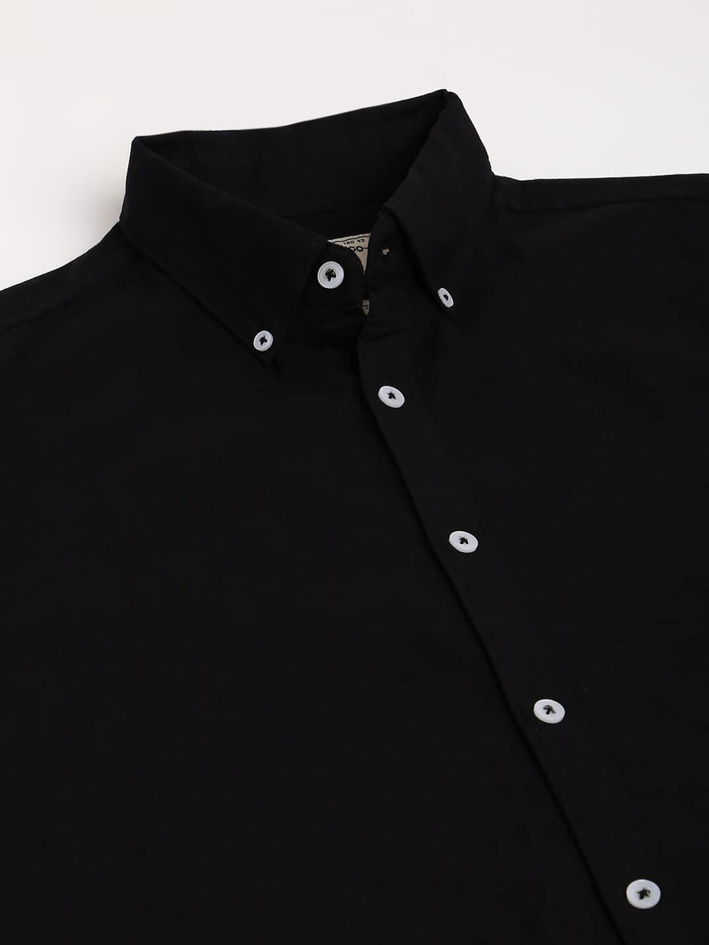 Dennis Lingo MenS Solid Black Slim Fit Cotton Oxford Casual Shirt With Button-Down Collar & Full Sleeves