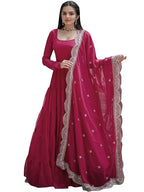 Wedani Georgette Solid Anarkali Kurta Set for Women Pink