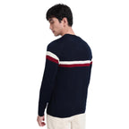 Bewakoof Mens Striped Blue Round Neck Full Sleeve Sweater