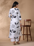 ANNI DESIGNER Womens Rayon Blend Straight Printed Kurta with Palazzo (ANAAR-Beige-FV_S_White_Small) White