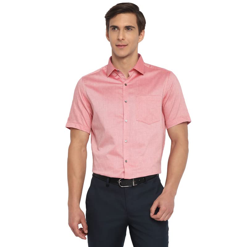 Turtle Men Cotton Red Regular Fit Self Design Shirts