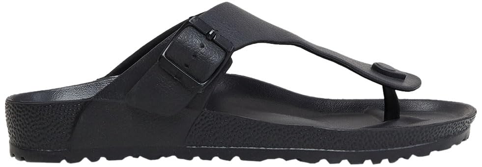 Max Men Open Toe Flats,BLACK,44 10