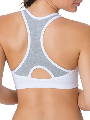 Fruit of the Loom Women's Front Close Racerback (Pack of 2), White Grey/black Grey, 36 (US Size) (US Size)